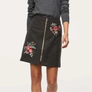 Loft Embroidered Zip Front Skirt